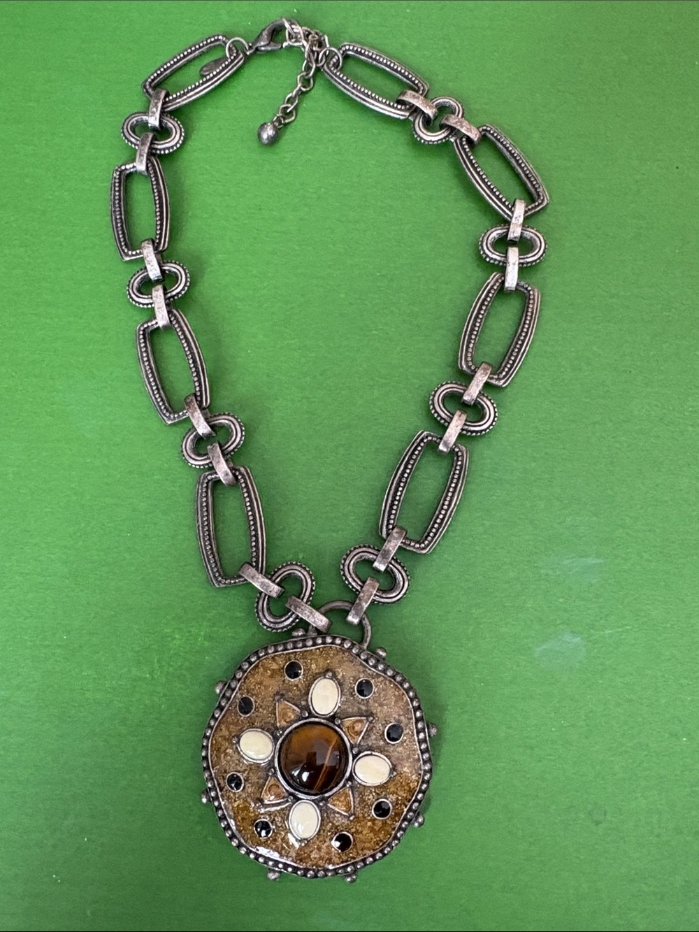 Chicos Vintage-Style Brown Stone Pendant Necklace - Women Jewelry